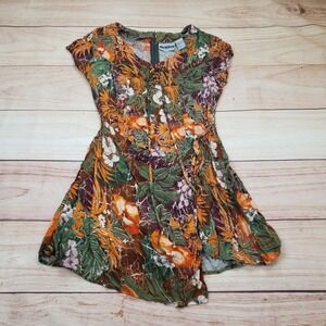 Joni Blair Romper Womens 9/10 Multicolor Vintage 90s Tropical Floral Skort Rayon